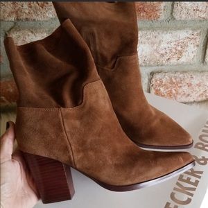 Bleecker and Bond Dana suede leather point toe boots